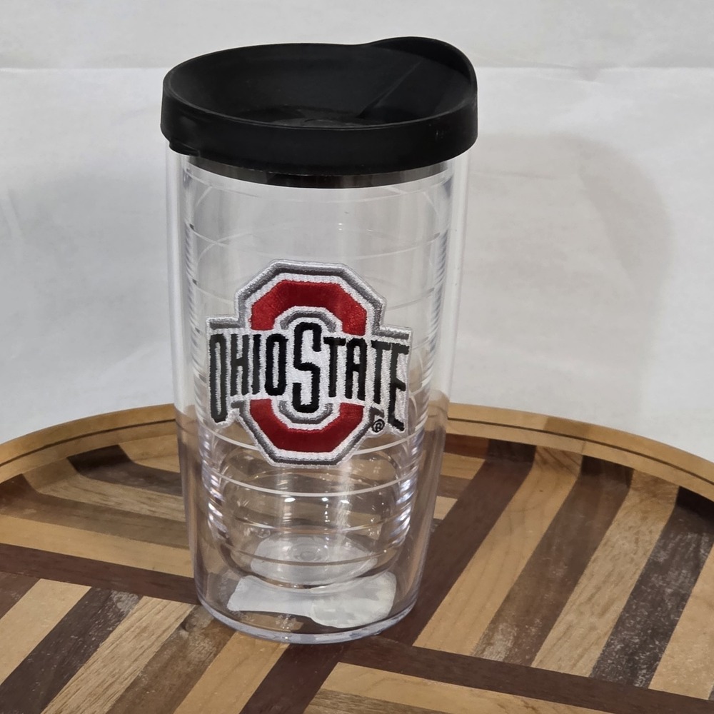 Tervis Ohio State Tumbler 16 oz Black Drink Through Lid Block O Logo Scarlet